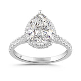 LADIES RING 2 1/2CT ROUND/PEAR DIAMOND 14K WHITE GOLD (CENTER STONE PEAR DIAMOND 2CT )